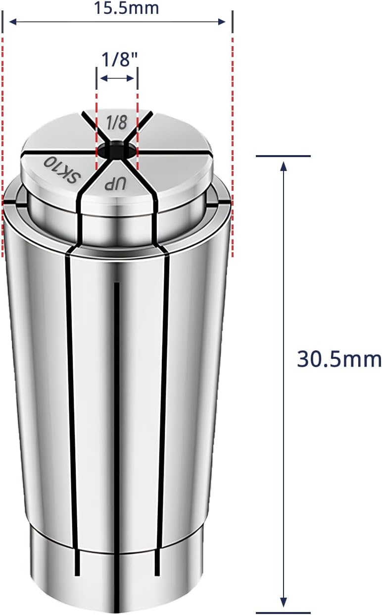 WEXWE Tools SK10 1/8 Inch High Precision Spring Collets, Accuracy Class: AAA Within: 0.005mm SK Router Collets For SK10 CNC Tools Holder CNC Milling 1pcs - Image 2